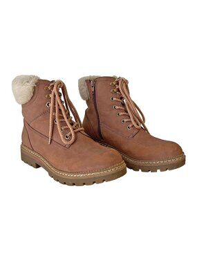 Dusty Rose Pink Winter Boots with Faux Fur Trim